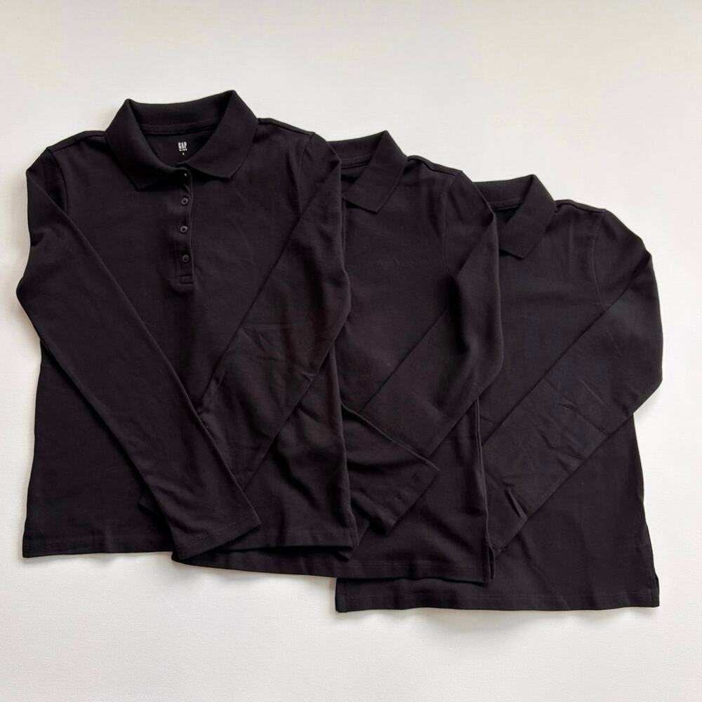 Gap Kids Uniform Stretch Pique Polo Shirt Lot of 3 Kids Size 10 Black NWT